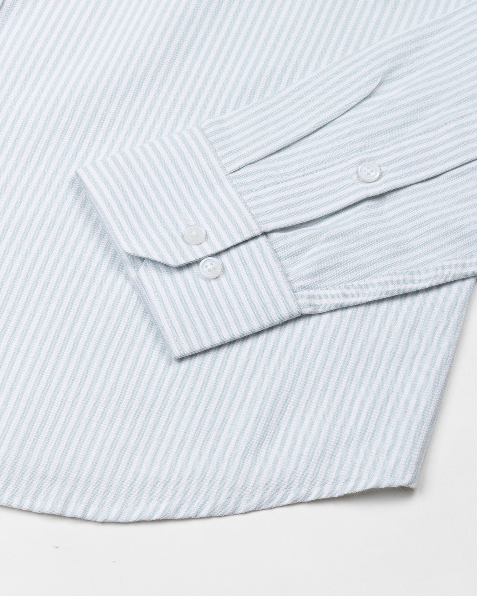 Palnoss Green Stripe Button Down Oxford Cotton Shirt - John Ellies