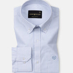 Palnoss Blue Stripe Button Down Oxford Cotton Shirt - John Ellies