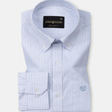 Palnoss Blue Stripe Button Down Oxford Cotton Shirt - John Ellies