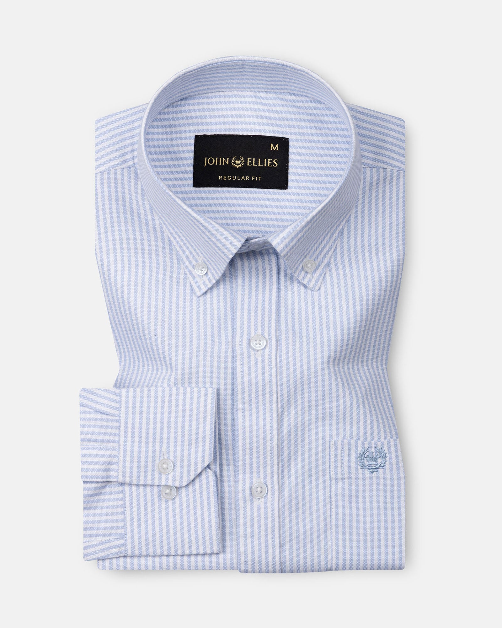 Palnoss Blue Stripe Button Down Oxford Cotton Shirt - John Ellies