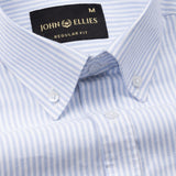 Palnoss Blue Stripe Button Down Oxford Cotton Shirt - John Ellies