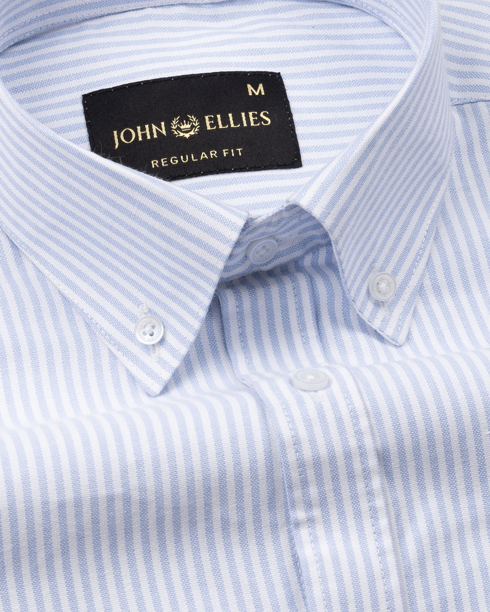 Palnoss Blue Stripe Button Down Oxford Cotton Shirt - John Ellies