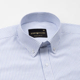 Palnoss Blue Stripe Button Down Oxford Cotton Shirt - John Ellies