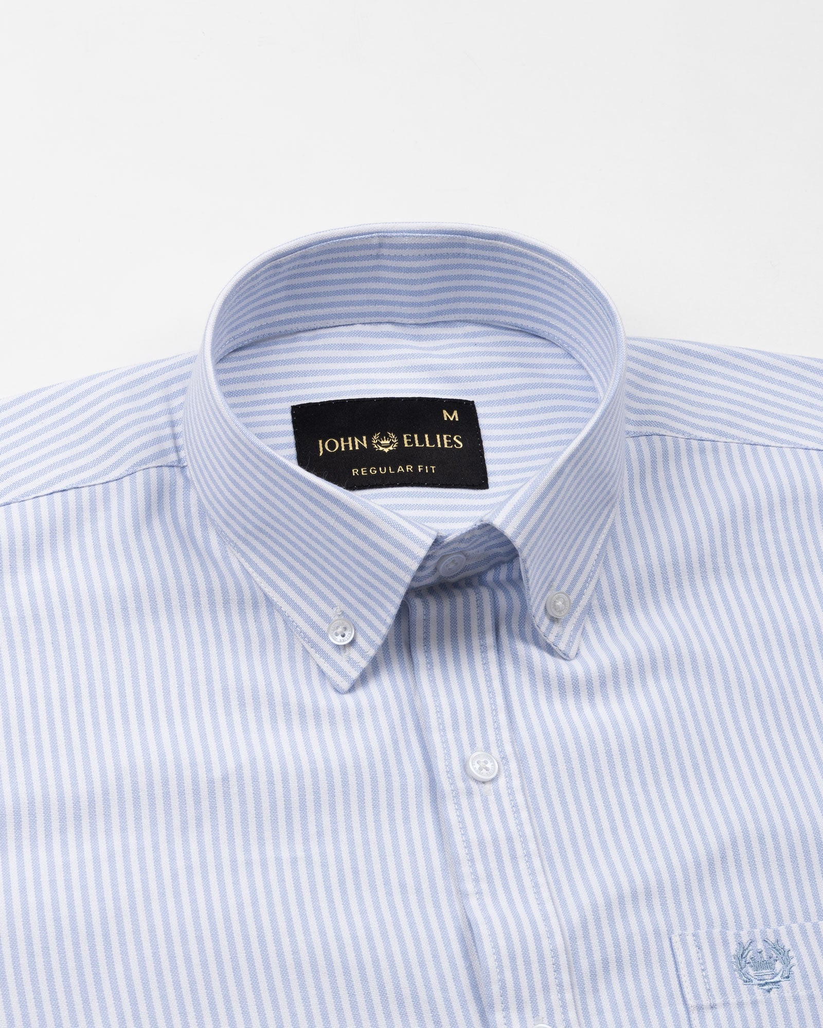 Palnoss Blue Stripe Button Down Oxford Cotton Shirt - John Ellies