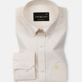 Palnoss Yellow Stripe Button Down Oxford Cotton Shirt - John Ellies