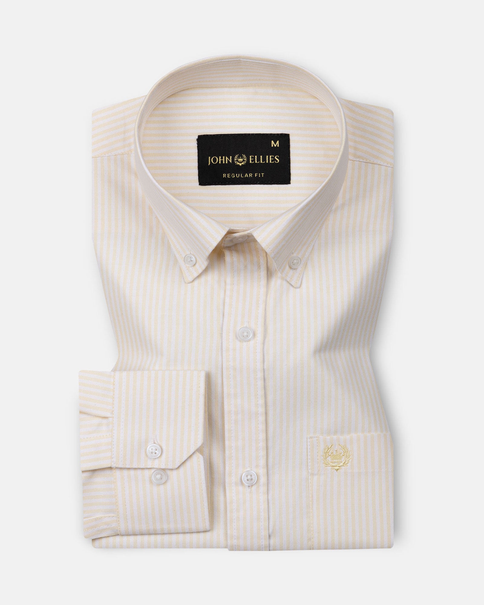 Palnoss Yellow Stripe Button Down Oxford Cotton Shirt - John Ellies