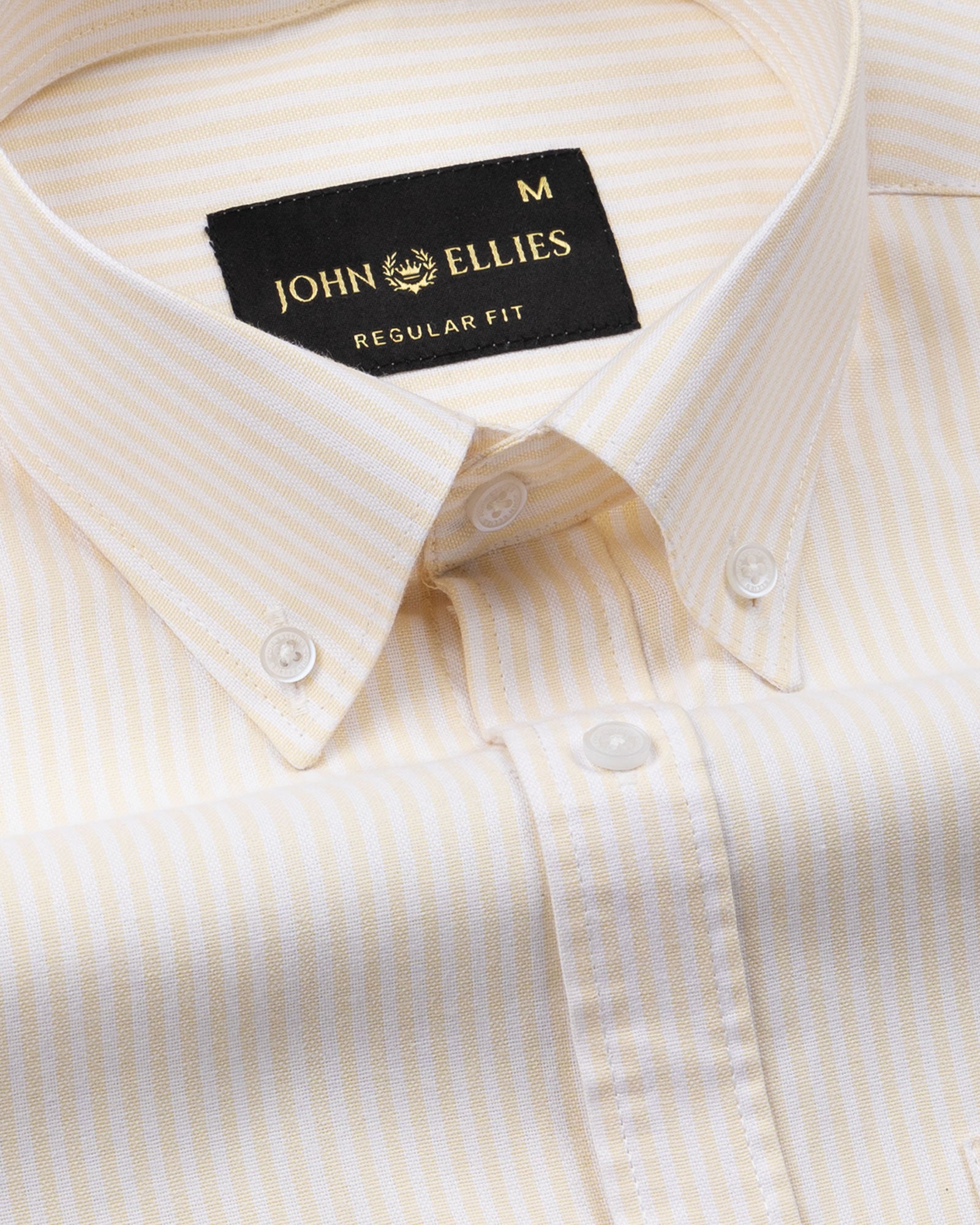 Palnoss Yellow Stripe Button Down Oxford Cotton Shirt - John Ellies