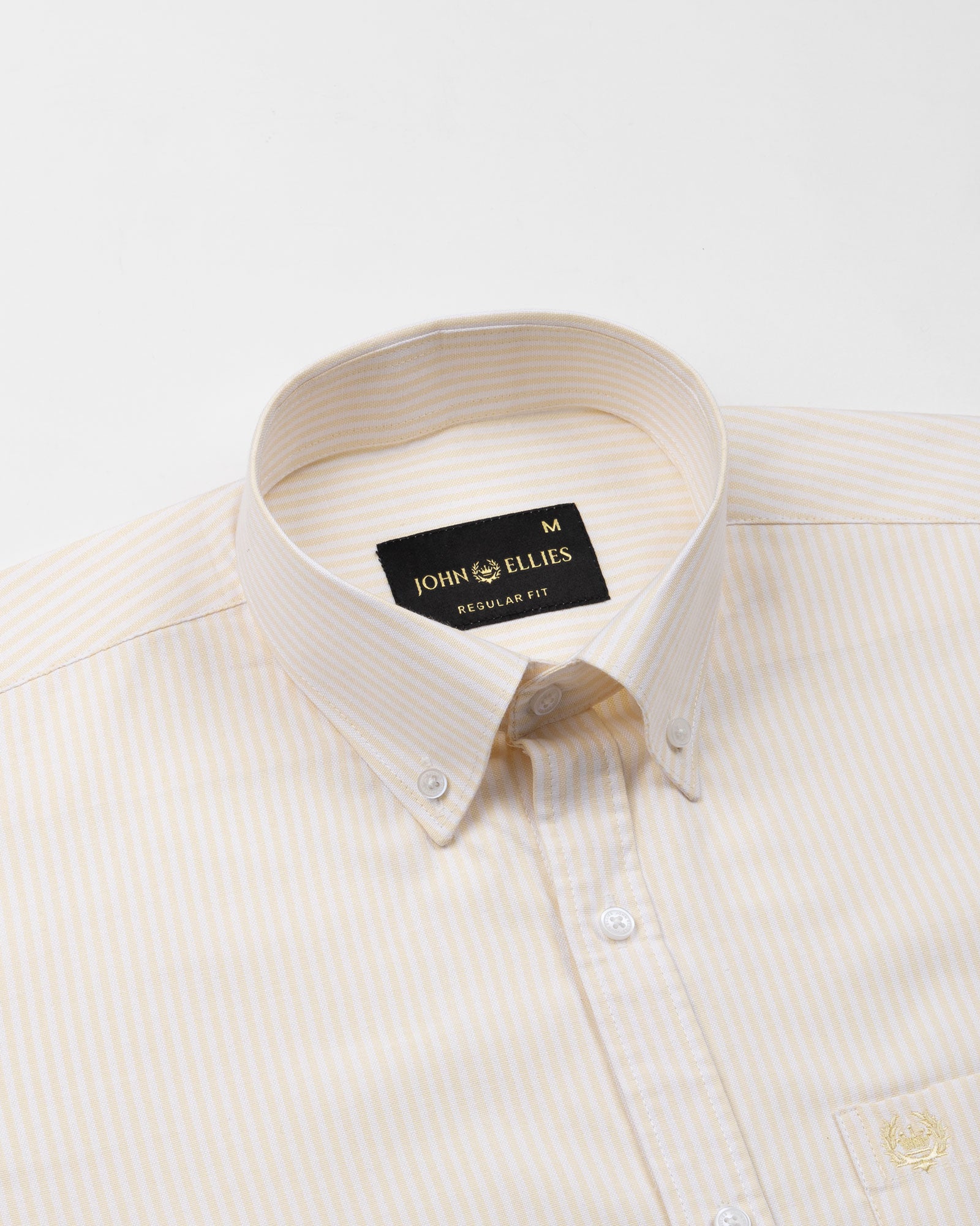 Palnoss Yellow Stripe Button Down Oxford Cotton Shirt - John Ellies