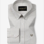 Palnoss Olive Stripe Button Down Oxford Cotton Shirt - John Ellies
