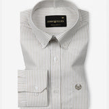 Palnoss Olive Stripe Button Down Oxford Cotton Shirt - John Ellies