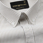 Palnoss Olive Stripe Button Down Oxford Cotton Shirt - John Ellies
