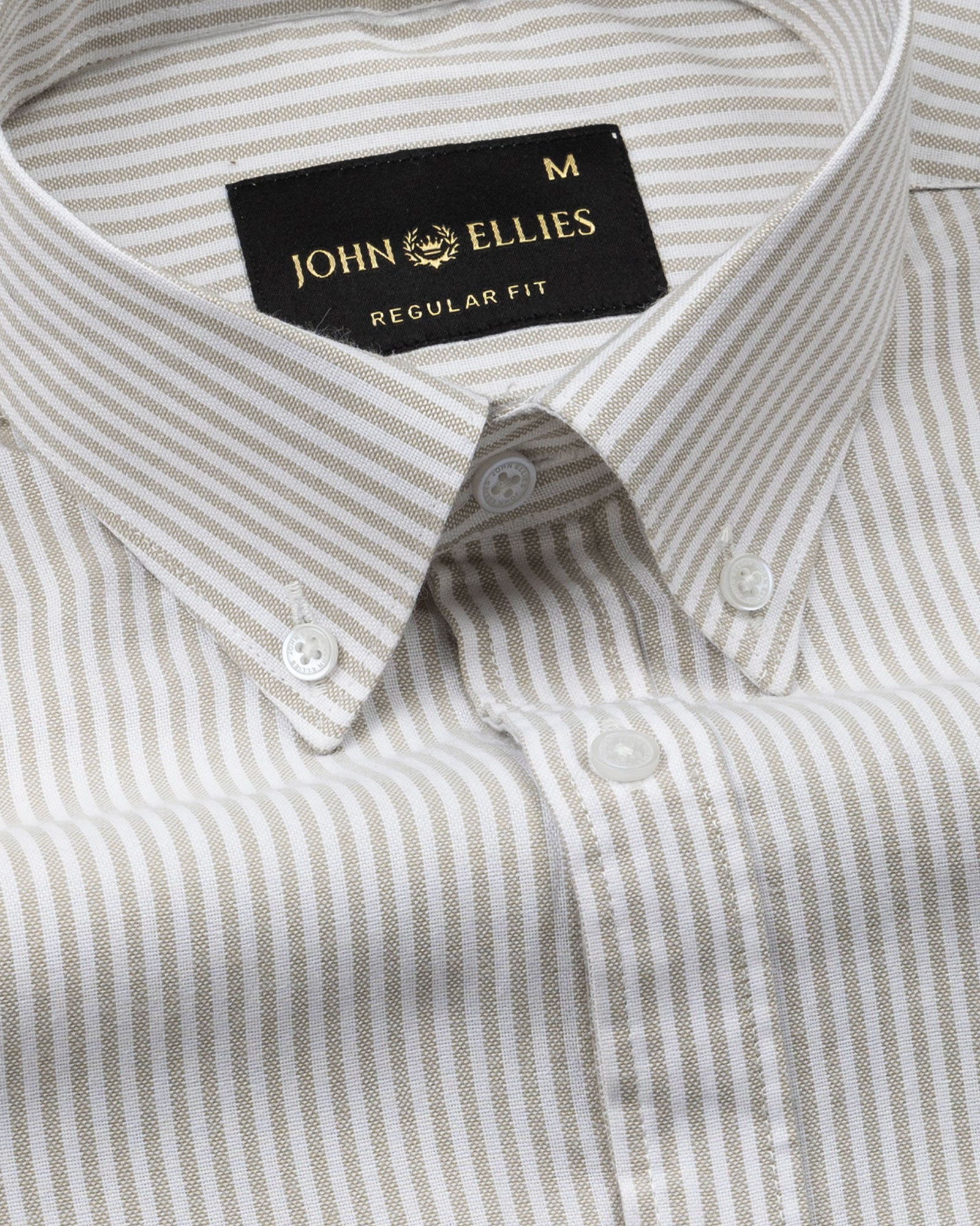 Palnoss Olive Stripe Button Down Oxford Cotton Shirt - John Ellies