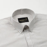 Palnoss Olive Stripe Button Down Oxford Cotton Shirt - John Ellies