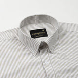 Palnoss Olive Stripe Button Down Oxford Cotton Shirt - John Ellies