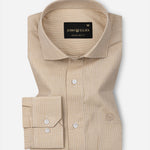 Fuanto Brown Textured Cutaway Cotton Shirt - John Ellies