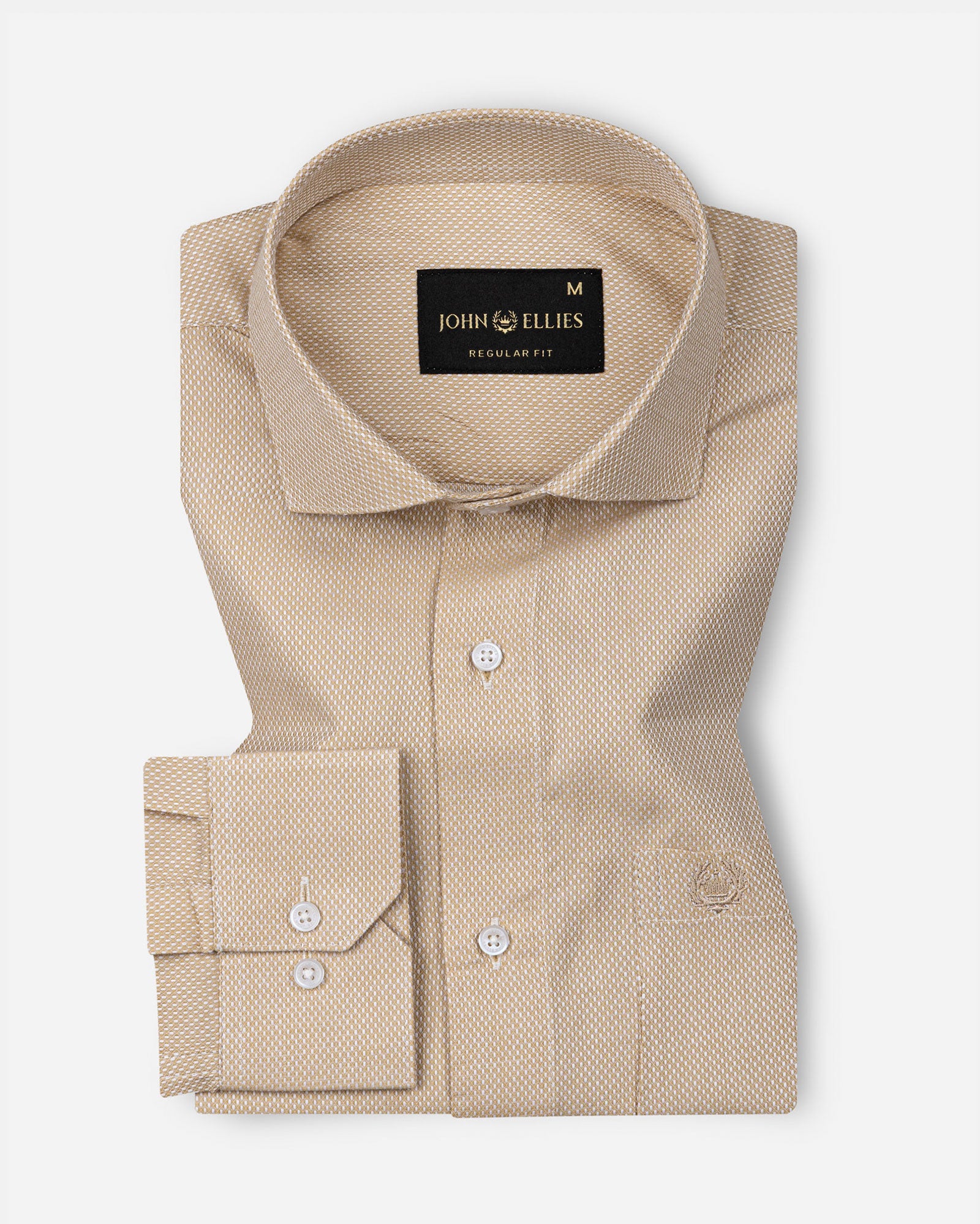 Fuanto Brown Textured Cutaway Cotton Shirt - John Ellies