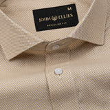 Fuanto Brown Textured Cutaway Cotton Shirt - John Ellies