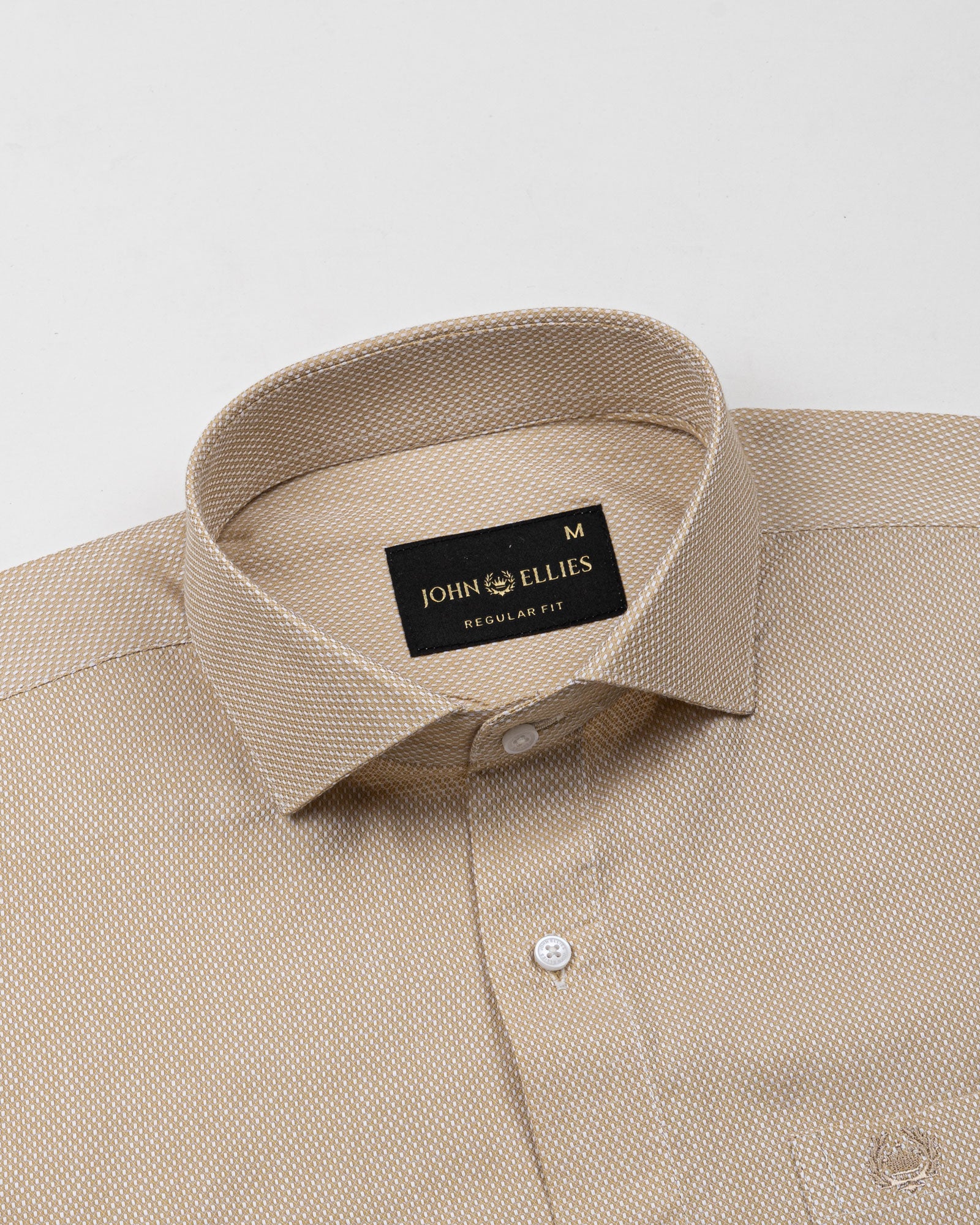 Fuanto Brown Textured Cutaway Cotton Shirt - John Ellies