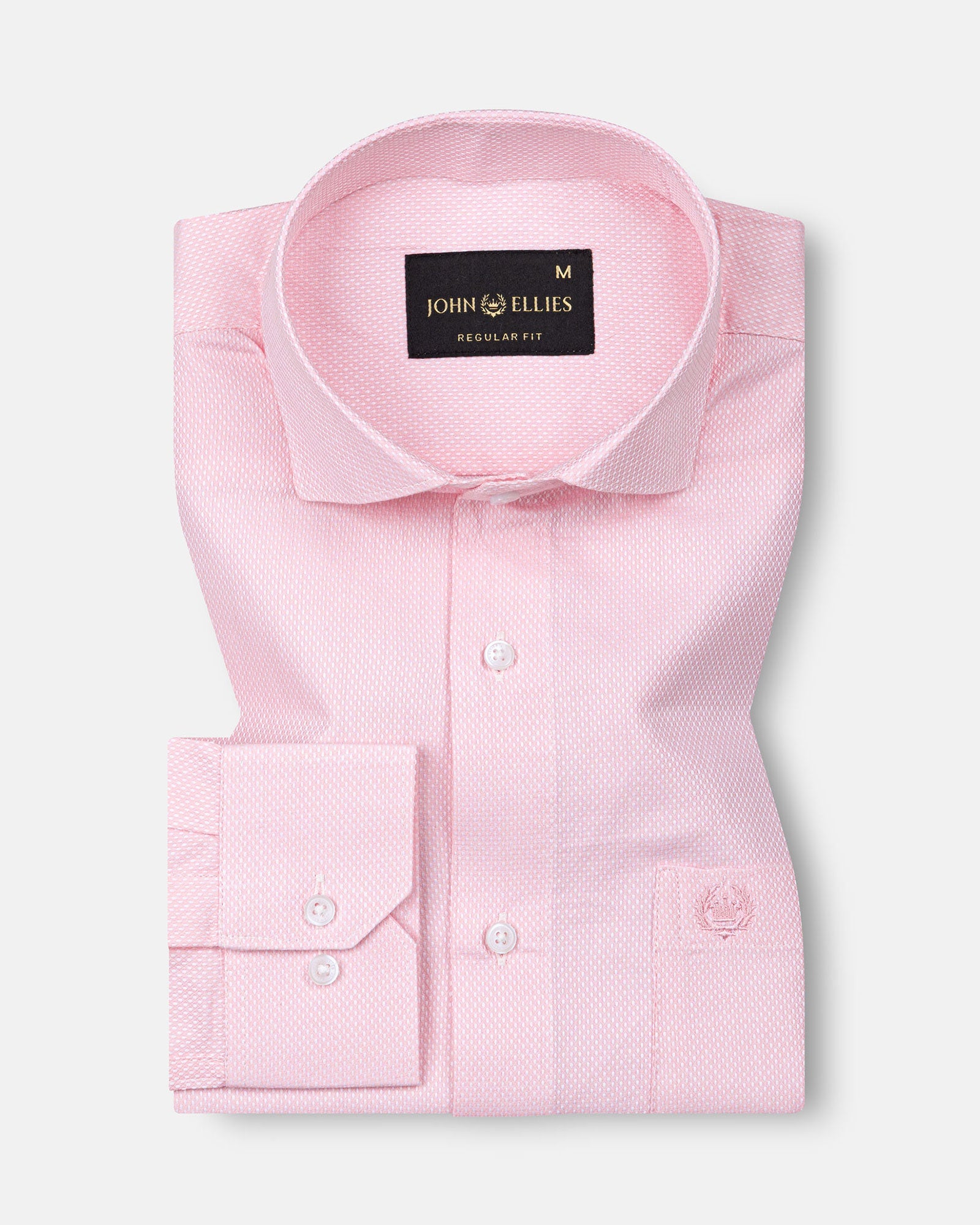 Fuanto Pink Textured Cutaway Cotton Shirt - John Ellies