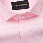 Fuanto Pink Textured Cutaway Cotton Shirt - John Ellies