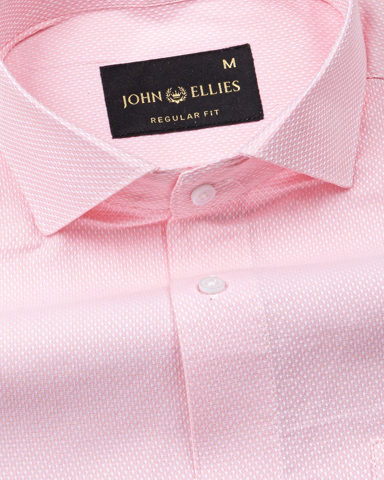 Fuanto Pink Textured Cutaway Cotton Shirt - John Ellies