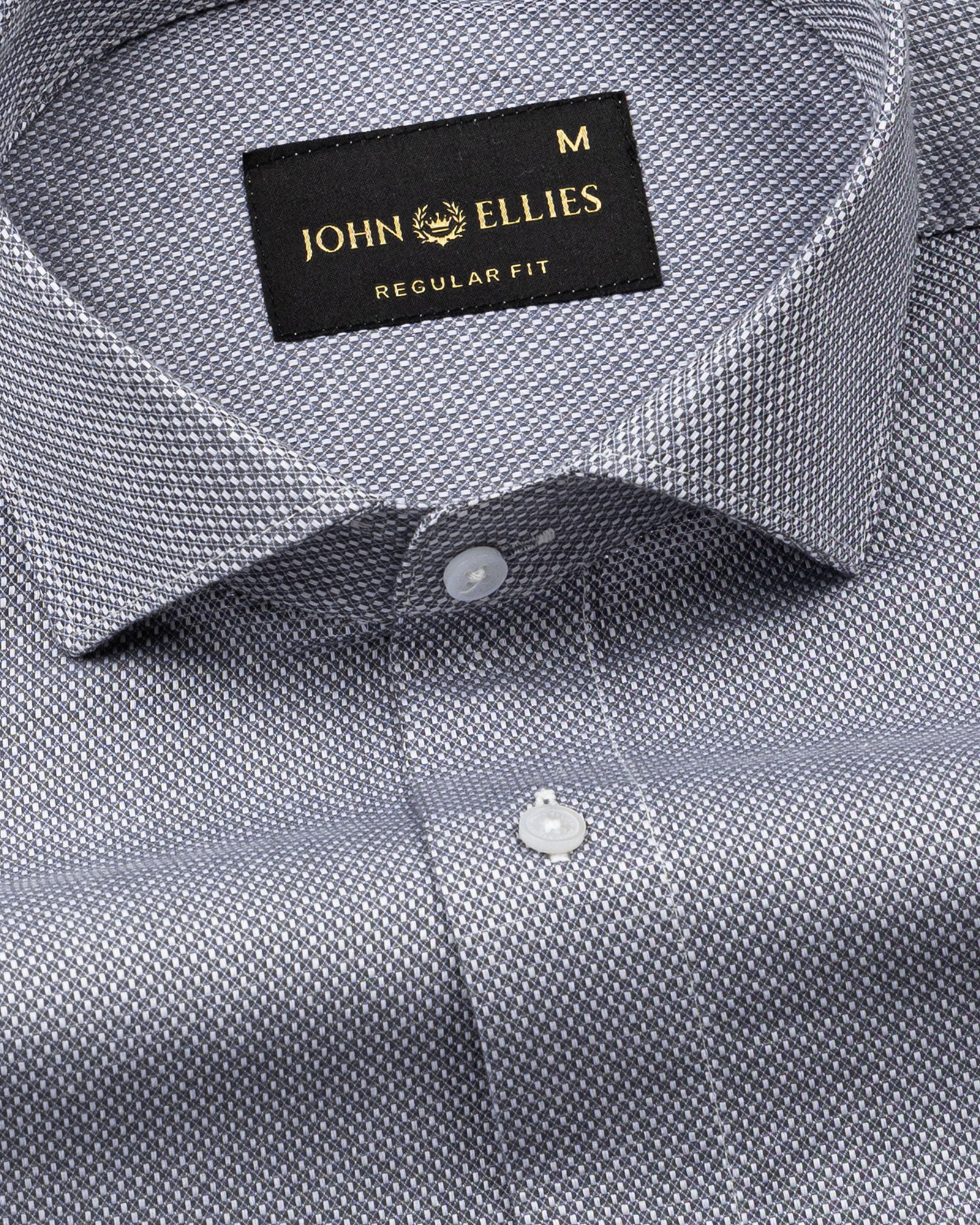 Fuanto Grey Textured Cutaway Cotton Shirt - John Ellies