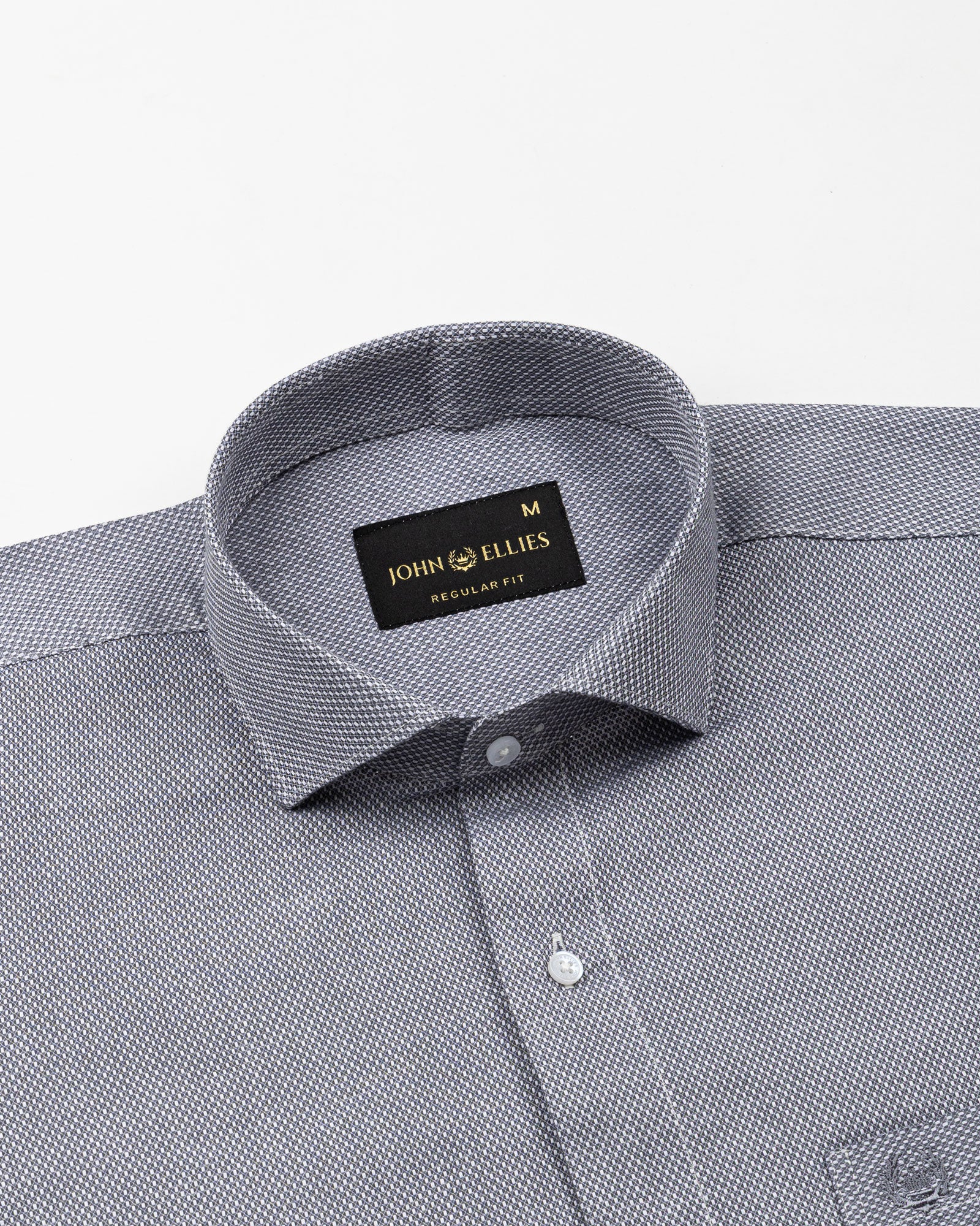 Fuanto Grey Textured Cutaway Cotton Shirt - John Ellies