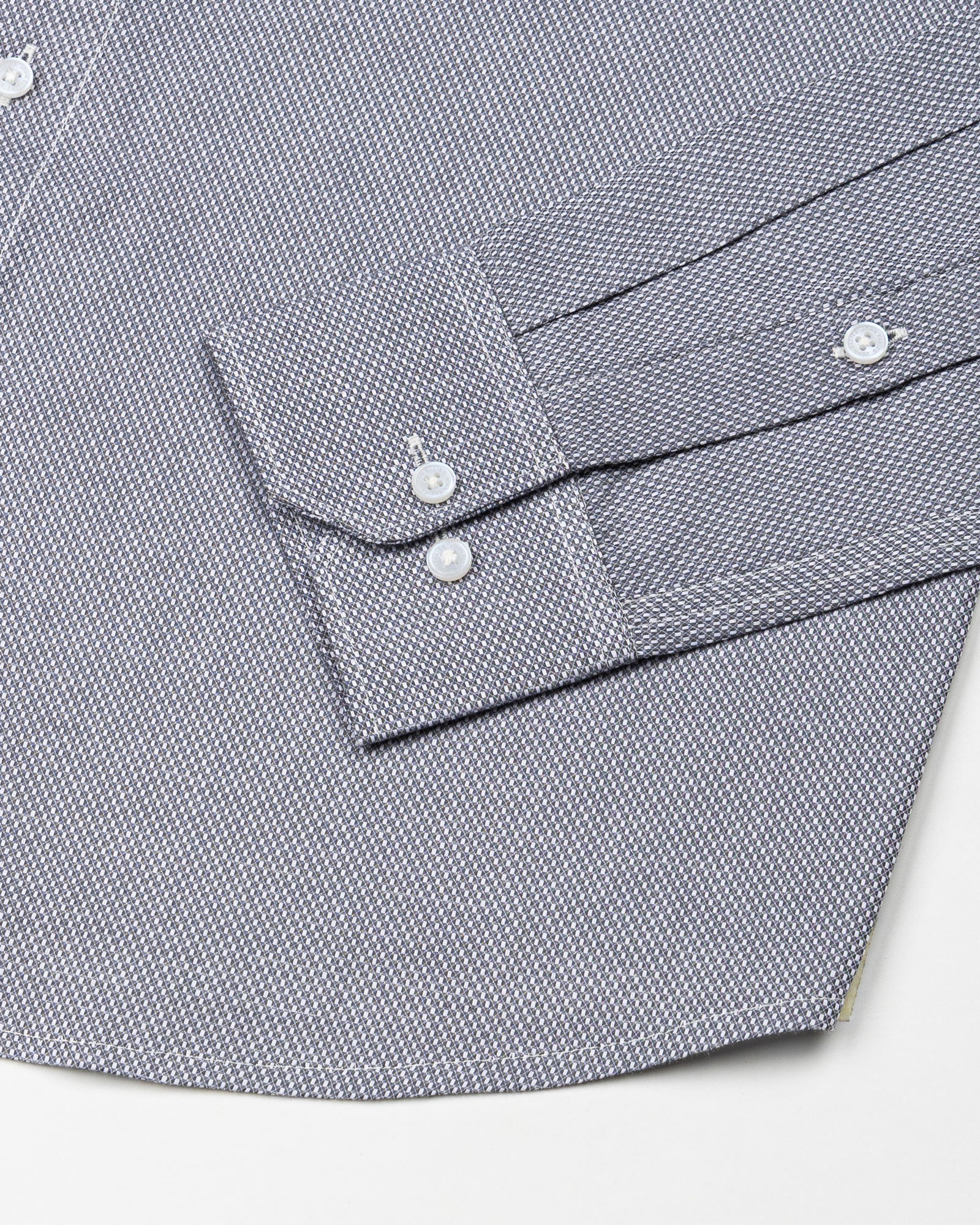 Fuanto Grey Textured Cutaway Cotton Shirt - John Ellies