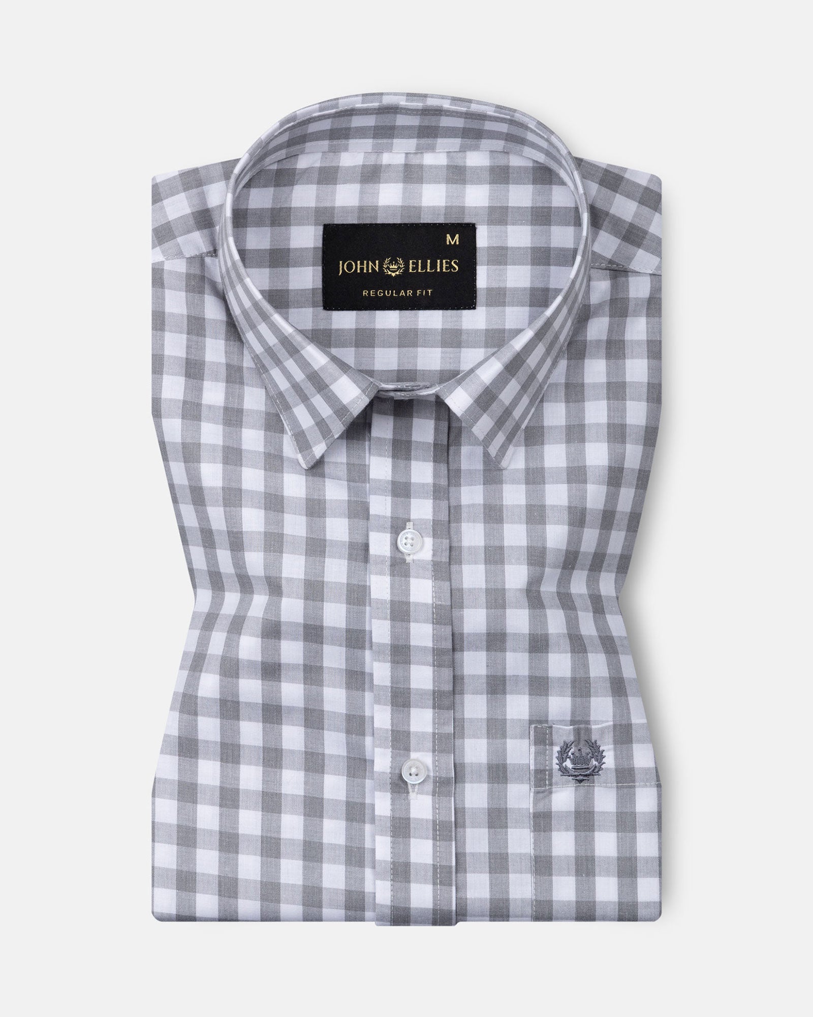 Garet Grey Check Half Sleeve Cotton Shirt - John Ellies
