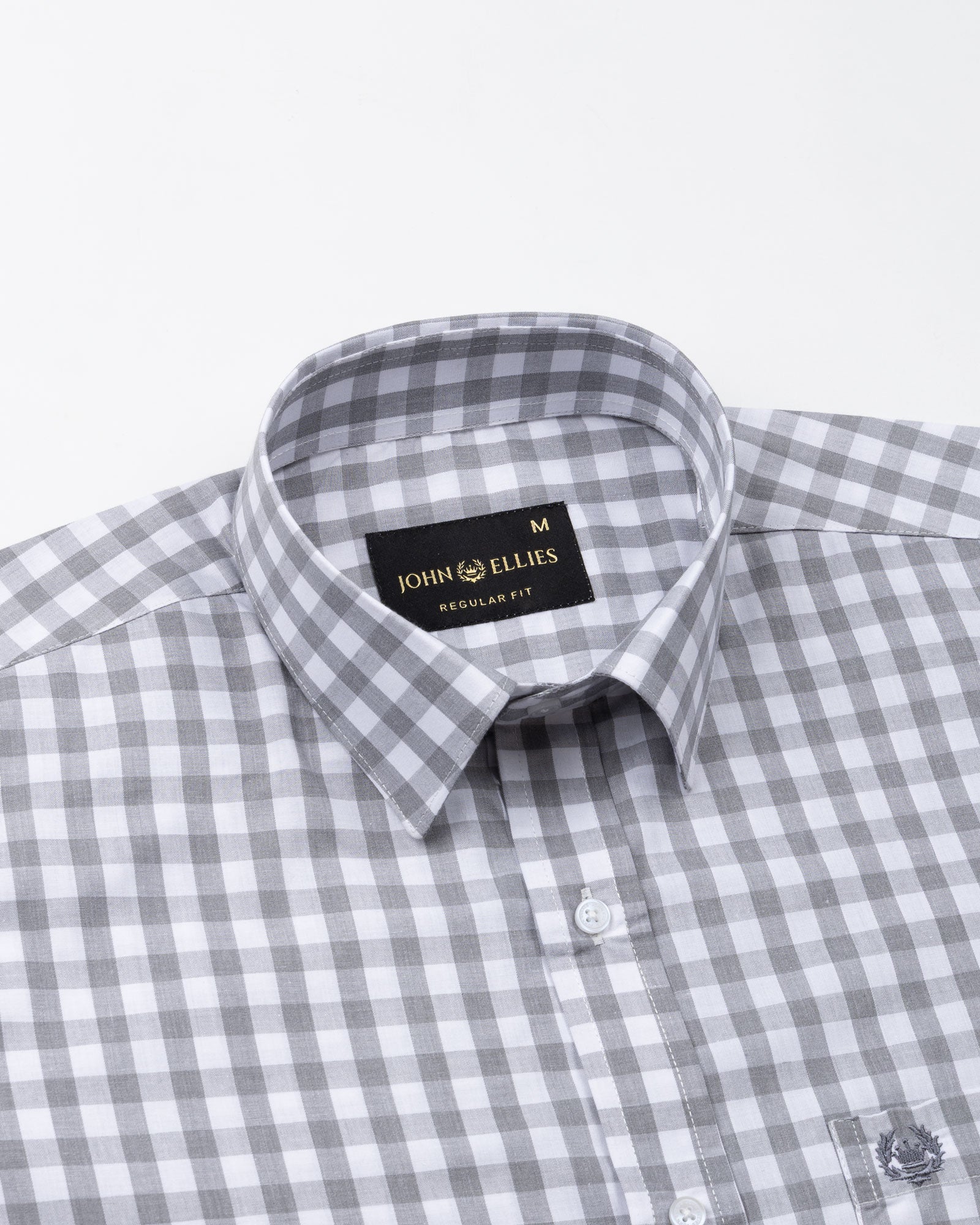 Garet Grey Check Half Sleeve Cotton Shirt - John Ellies