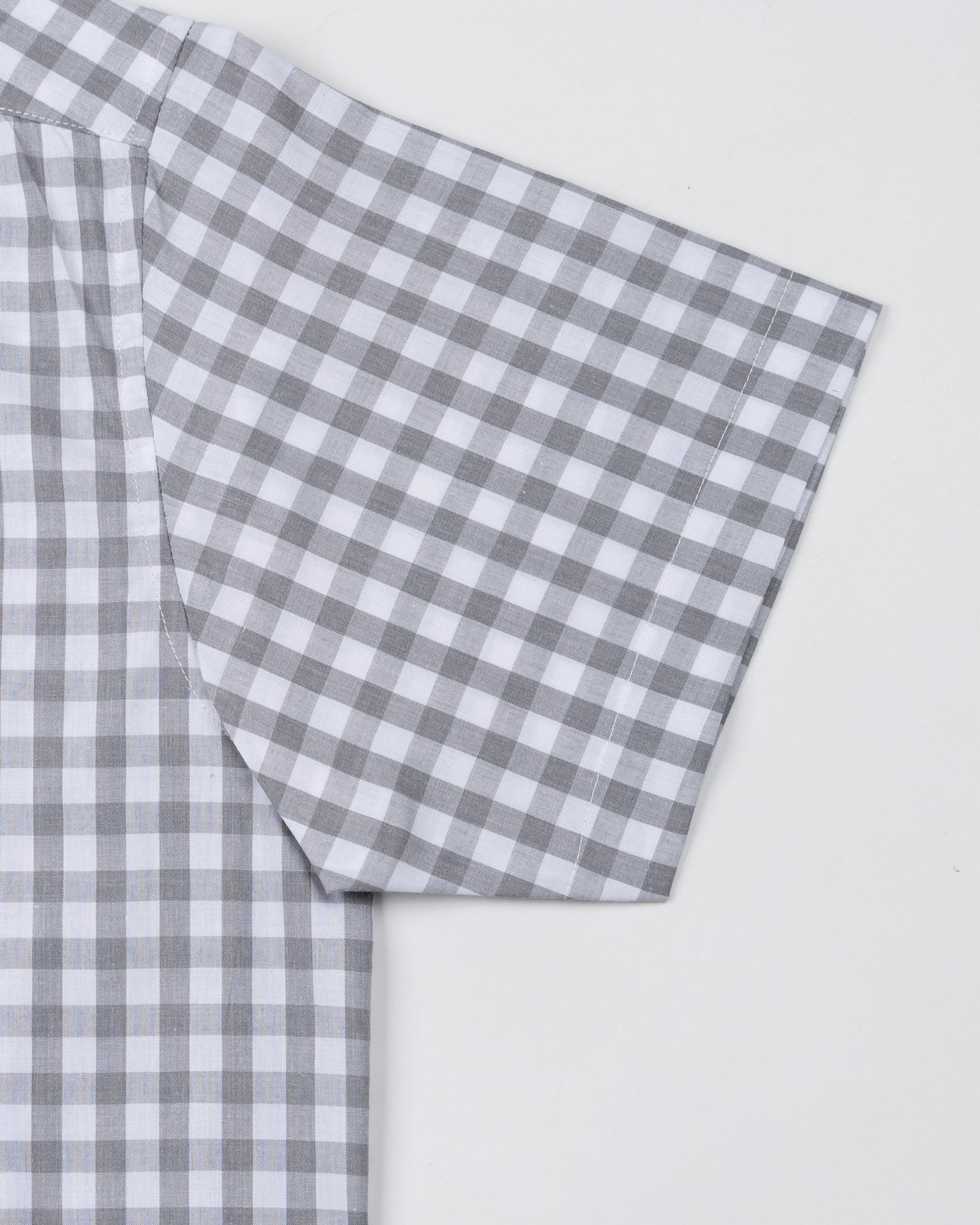 Garet Grey Check Half Sleeve Cotton Shirt - John Ellies