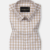 Garet Brown Check Half Sleeve Cotton Shirt - John Ellies