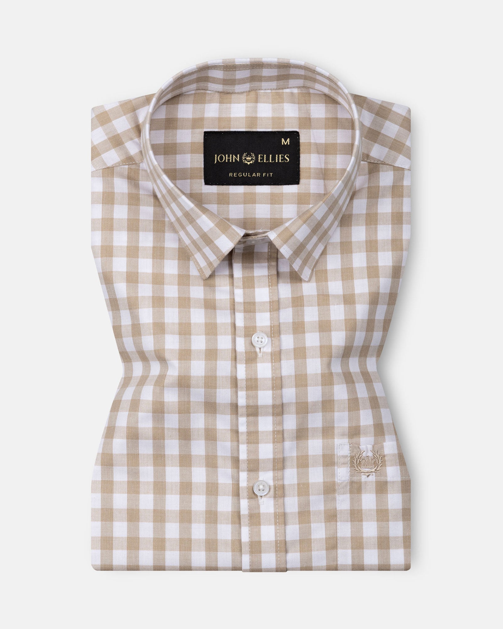 Garet Brown Check Half Sleeve Cotton Shirt - John Ellies