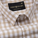 Garet Brown Check Half Sleeve Cotton Shirt - John Ellies