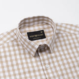 Garet Brown Check Half Sleeve Cotton Shirt - John Ellies