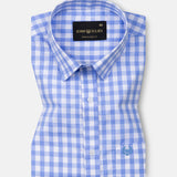 Garet Blue Check Half Sleeve Cotton Shirt - John Ellies