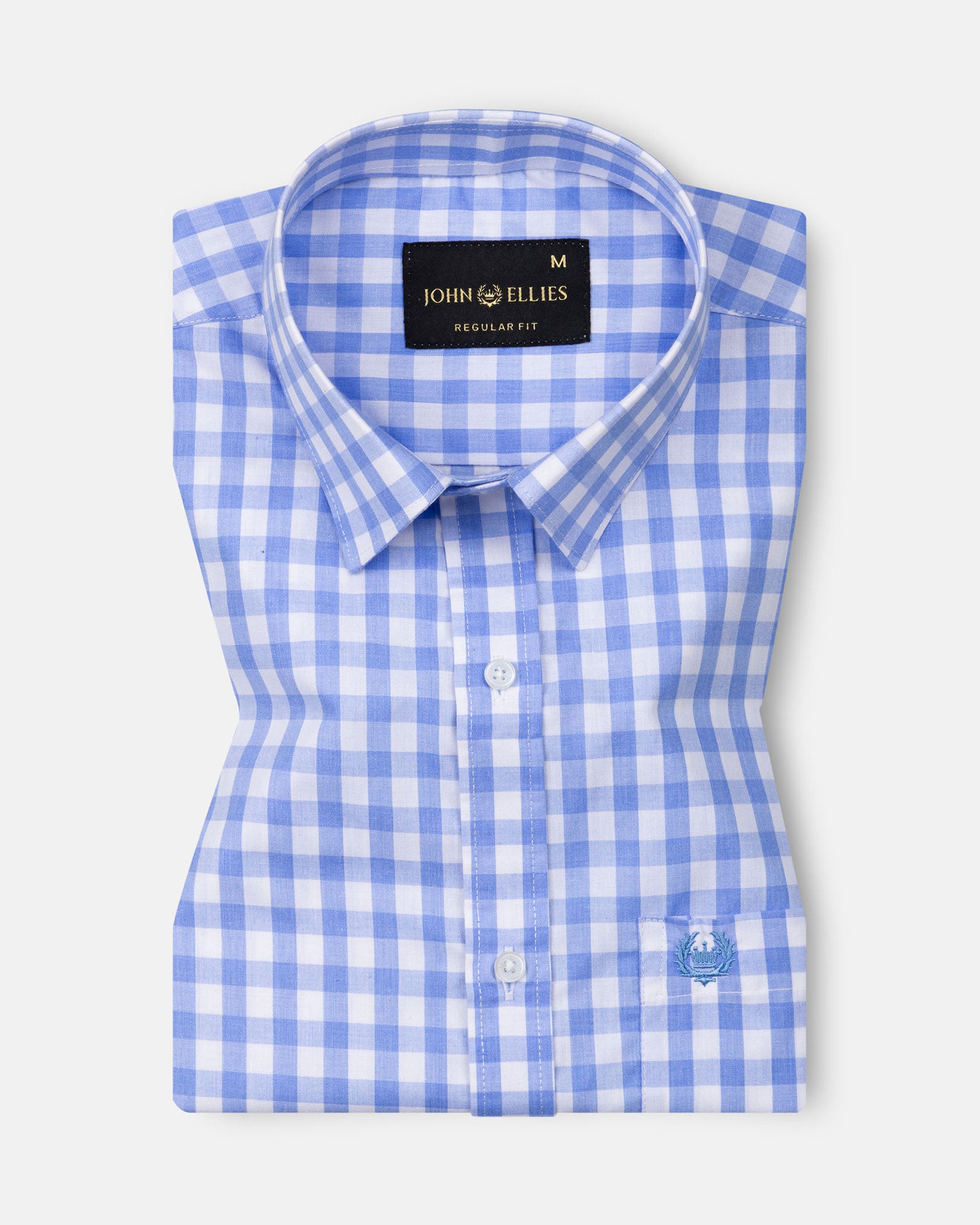 Garet Blue Check Half Sleeve Cotton Shirt - John Ellies