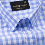 Garet Blue Check Half Sleeve Cotton Shirt - John Ellies