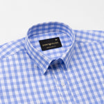 Garet Blue Check Half Sleeve Cotton Shirt - John Ellies