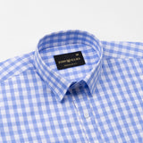 Garet Blue Check Half Sleeve Cotton Shirt - John Ellies