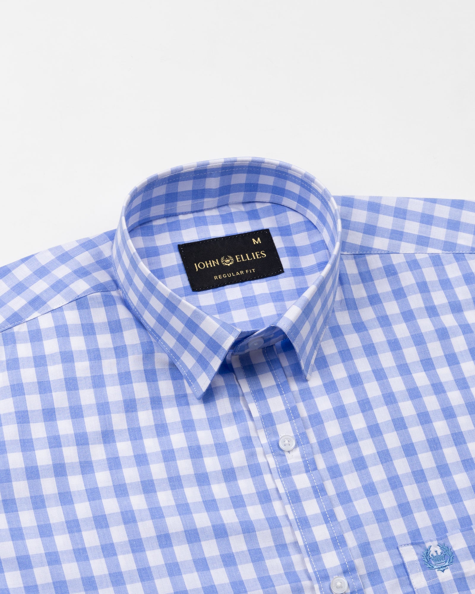 Garet Blue Check Half Sleeve Cotton Shirt - John Ellies