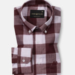 Plix Maroon Check Button Down Linen Shirt - John Ellies