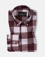 Plix Maroon Check Button Down Linen Shirt