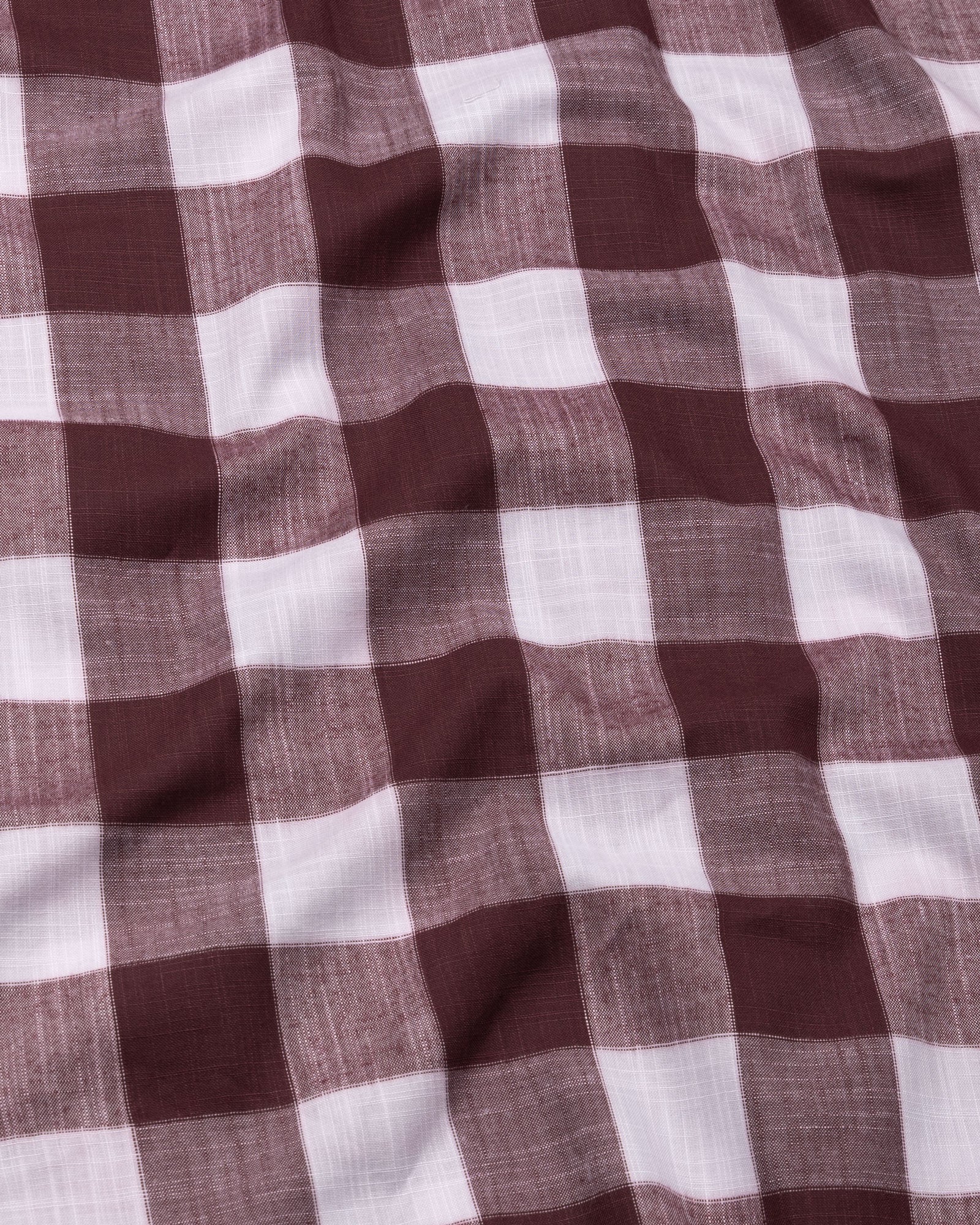 Plix Maroon Check Button Down Linen Shirt - John Ellies