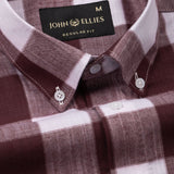 Plix Maroon Check Button Down Linen Shirt - John Ellies
