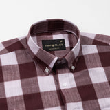 Plix Maroon Check Button Down Linen Shirt - John Ellies