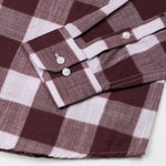 Plix Maroon Check Button Down Linen Shirt - John Ellies