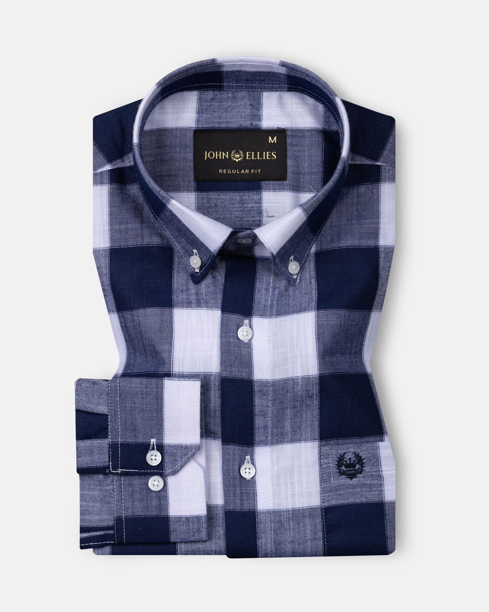 Plix Blue Check Button Down Linen Shirt - John Ellies