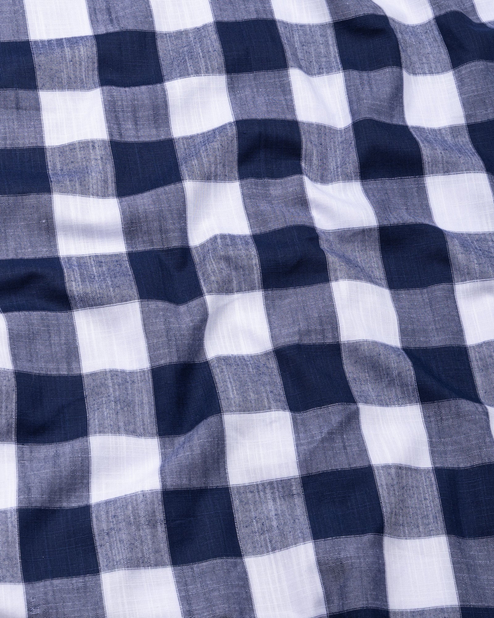 Plix Blue Check Button Down Linen Shirt - John Ellies