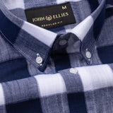Plix Blue Check Button Down Linen Shirt - John Ellies